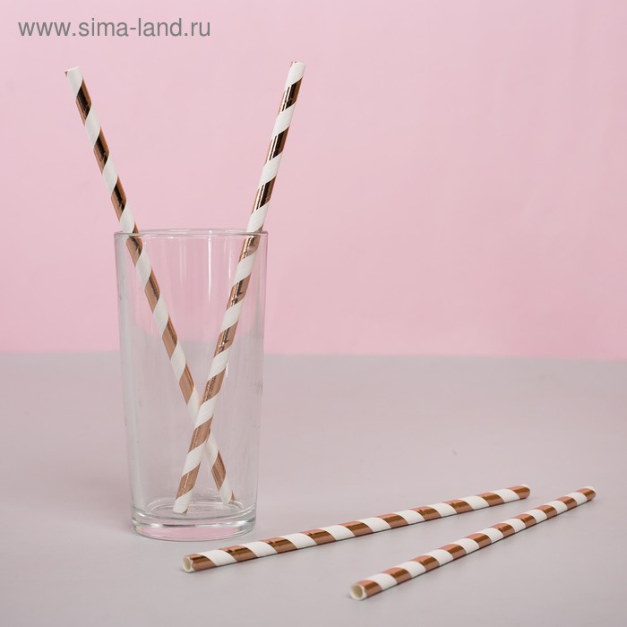 Трубочка для коктейля «Спираль», набор 25 шт., цвет персиковый - Фото 1