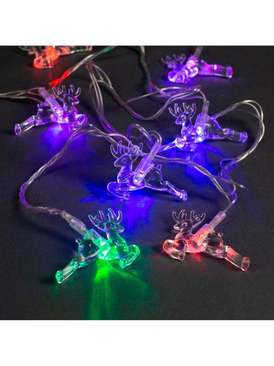 Гирлянда «Нить» 5 м с насадками «Олени», IP20, прозрачная нить, 20 LED, свечение мульти (RG/RB), мигание, 220 В