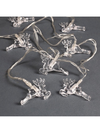 Гирлянда «Нить» 5 м с насадками «Олени», IP20, прозрачная нить, 20 LED, свечение мульти (RG/RB), мигание, 220 В