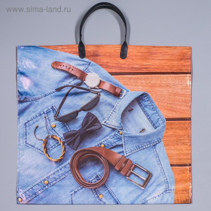 Пакет «Мужской акцент», полиэтиленовый с пластиковой ручкой, 40×40 см, 110 мкм - Фото 1