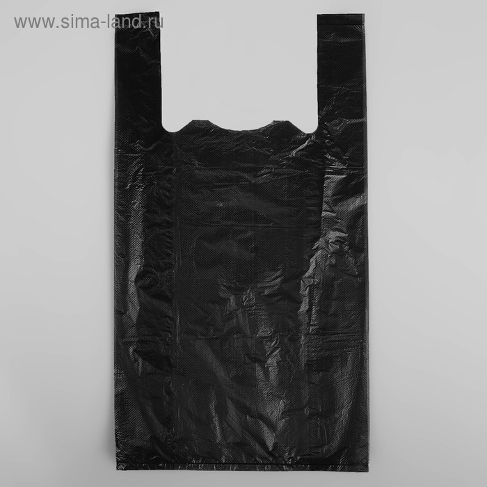 Пакет "Чёрный", полиэтиленовый, майка, 25 х 45 см, 11 мкм - Фото 1