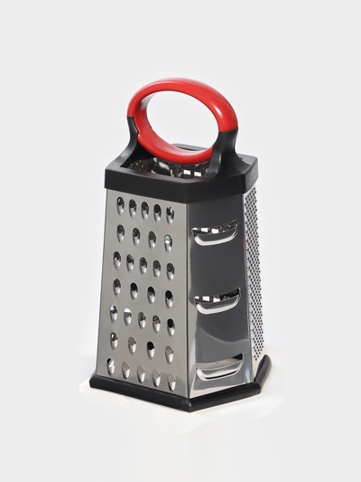 Тёрка шестигранная Доляна «Нео», 14×12×22 см, прорезиненное дно, чёрная, красная