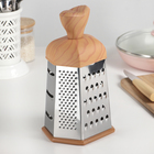 Тёрка шестигранная Доляна «Деревенька», 12×11×22 см, цвет коричневый - Фото 1