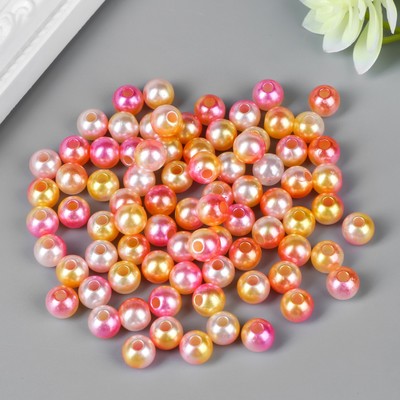 Бусины для творчества пластик «Градиент роз-жёлтый», набор 20 г, d=0.8 см, МИКС отверстия/без