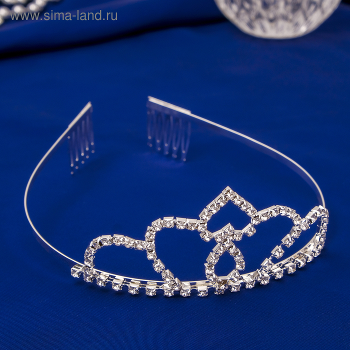 Диадема для волос «Лючия», сердце с каплей, 4.5 см, серебро - Фото 1