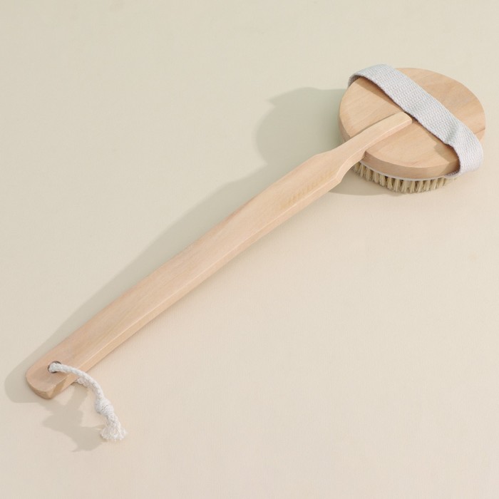 Щётка массажная для тела Доляна, с ремешком, натуральная щетина - фото 1883440935
