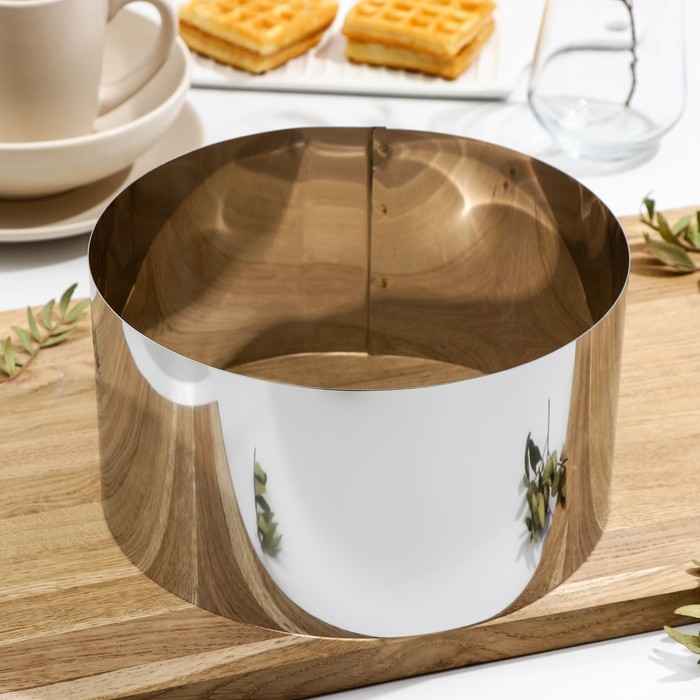 Форма для выкладки и выпечки, d=22 см, h=12 см, нержавеющая сталь - Фото 1