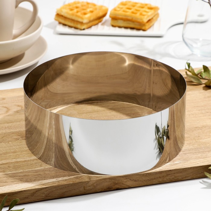 Форма для выпечки и выкладки, d=22 см, h=8 см, нержавеющая сталь - Фото 1