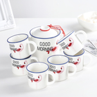 Набор чайный «Фламинго», 7 предметов: чайник 400 мл, 6 кружек 100 мл, рисунок МИКС - Фото 3