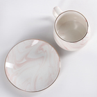 Чайная пара керамическая «Мрамор», 2 предмета: чашка 250 мл, блюдце d=13,5 см, цвет розовый - Фото 2