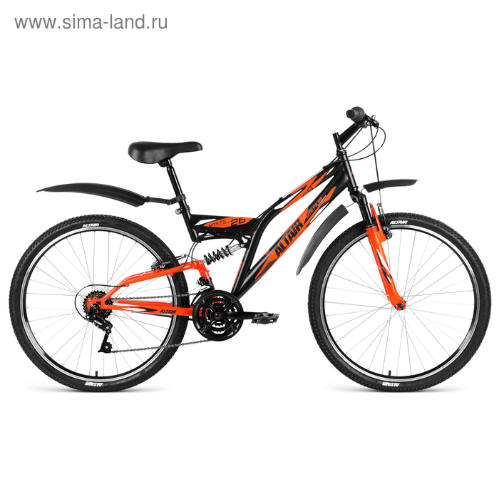 Велосипед 26" Altair MTB FS 26 1.0, 2019, цвет черный/оранжевый, размер 18" - Фото 1