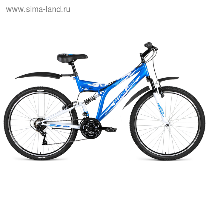 Велосипед 26" Altair MTB FS 26 1.0, 2019, цвет синий/белый, размер 16" - Фото 1