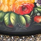 Поднос жостовский "Жёлтые розы", кружевной, автор Владыкина, 30х23 см, малый, овал - фото 4271247