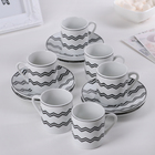 Набор керамический кофейный Доляна «Зигзаг», на 6 персон, кружка 80 мл, блюдце 11 см - Фото 1