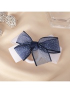 Бант для волос на резинке «Школьница», двойной, блеск, 7 см, сине-белый - фото 119112631