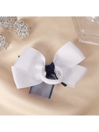 Бант для волос на резинке «Школьница», двойной, блеск, 7 см, сине-белый - фото 119112632