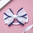 Резинка для волос «Школьница», клеточка ажур, 7 см, бело-синяя - фото 120330383