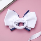 Резинка для волос «Школьница», клеточка ажур, 7 см, бело-синяя - фото 120330384