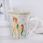 Кружка фарфоровая Доляна «Радужный единорог», 350 мл - Фото 1