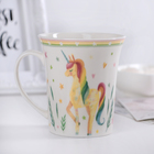 Кружка фарфоровая Доляна «Радужный единорог», 350 мл - Фото 2