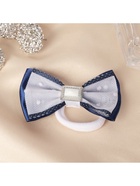 Бант для волос на резинке «Школьница», двойной, горох, 6.5 см, сине-белый - Фото 3