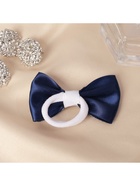 Бант для волос на резинке «Школьница», двойной, горох, 6.5 см, сине-белый - Фото 4