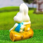 Фигура "Пара зайцев на бревне" белые 24х17см - Фото 7