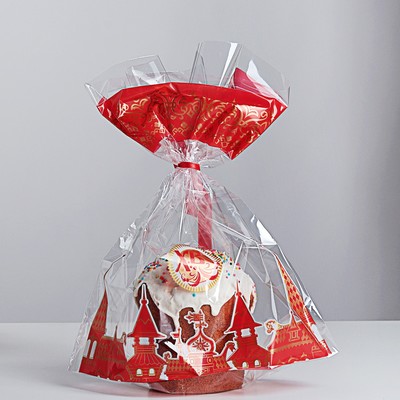 Упаковка под кулич, донная складка, 17×28.4 см, 25 мкм