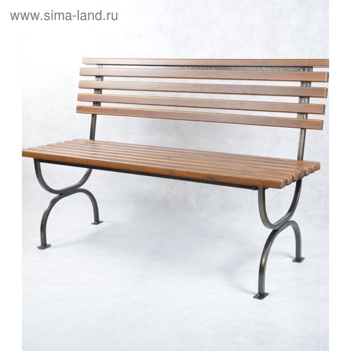 Скамейка для дачи со спинкой "Стандартная" 130х55х80см, деревянная, каркас металл, уличная - Фото 1