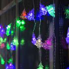 Гирлянда "Бахрома" 3 х 0.5 м с насадками "Ёлки", IP20, прозрачная нить, 80 LED, свечение RG/RB, мигание, 220 В - Фото 3