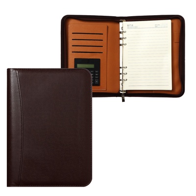 Ежедневник-органайзер Calligrata, А5, 100 листов, на молнии, с калькулятором, обложка из искусственной кожи, коричневый