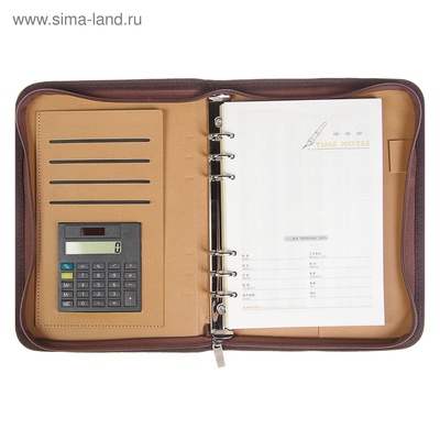 Ежедневник-органайзер Calligrata, А5, 100 листов, на молнии, с калькулятором, обложка из искусственной кожи, коричневый