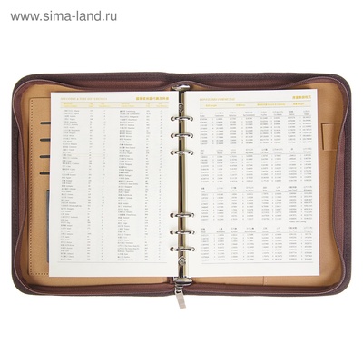 Ежедневник-органайзер Calligrata, А5, 100 листов, на молнии, с калькулятором, обложка из искусственной кожи, коричневый