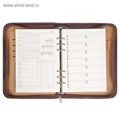 Ежедневник-органайзер Calligrata, А5, 100 листов, на молнии, с калькулятором, обложка из искусственной кожи, коричневый