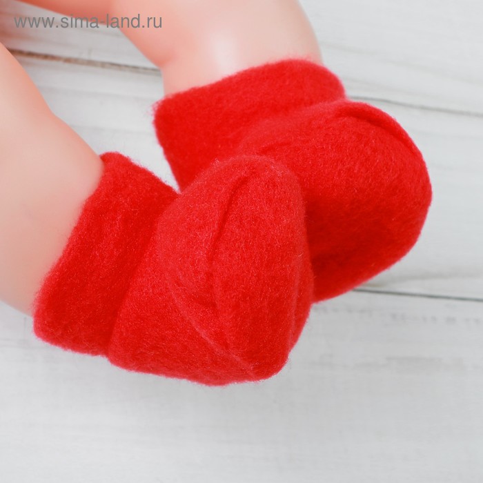 Носки для куклы, длина стопы: 6 см, цвет красный - Фото 1