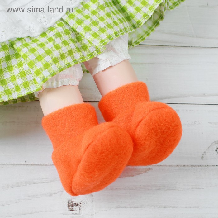 Носки для куклы, длина стопы: 7 см, цвет оранжевый - Фото 1