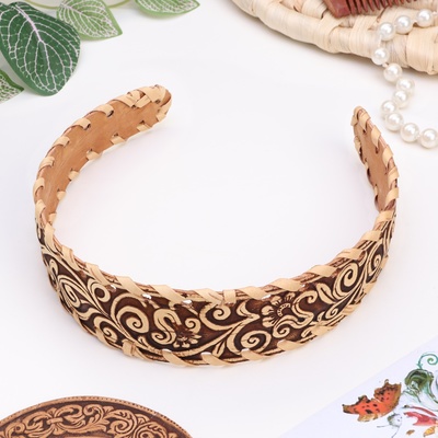 Ободок для волос «Орнамент узоров», береста