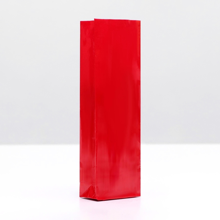 Пакет бумажный фасовочный, глянцевый, красный, 5,5 х 3 х 17 см - Фото 1