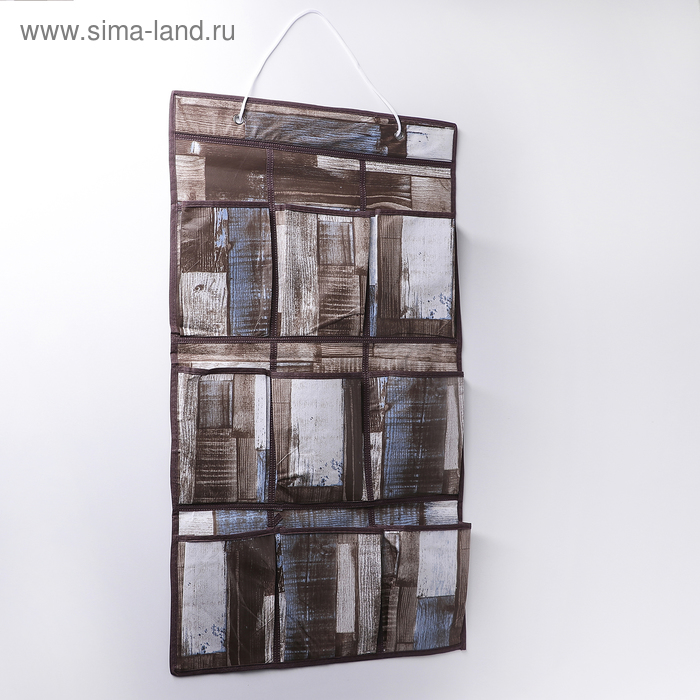 Органайзер подвесной с карманами «Досочки», 9 отделений, 45×78 см, цвет коричневый - Фото 1