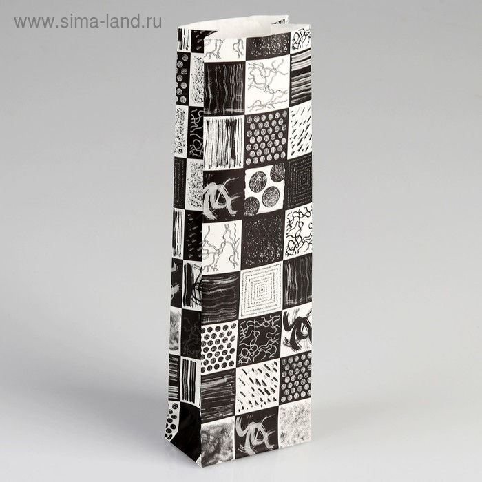 Пакет бумажный фасовочный "Графика", матовый, чёрный, 7 х 4 х 23 см - Фото 1