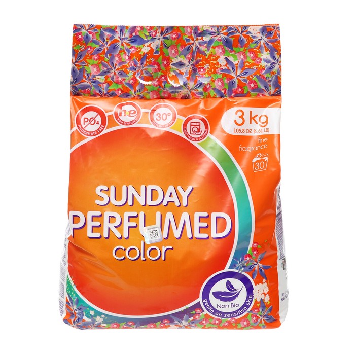 Парфюмированное средство для стирки цветного белья Сонца Sunday автомат, 3 кг - Фото 1