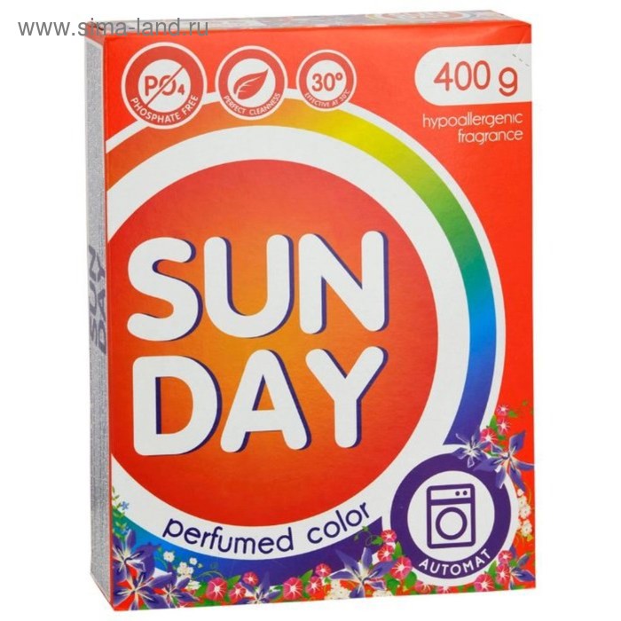 Парфюмированное средство для стирки цветного белья Сонца Sunday автомат, 400 г - Фото 1