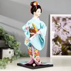 Кукла коллекционная "Японка в голубом кимоно с зонтом" 30х12,5х12,5 см - фото 3832867