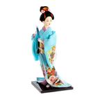 Кукла коллекционная "Японка в голубом кимоно с зонтом" 30х12,5х12,5 см - Фото 8