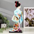 Кукла коллекционная "Японка в голубом кимоно с зонтом" 30х12,5х12,5 см - Фото 3