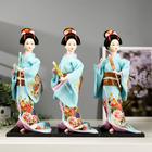 Кукла коллекционная "Японка в голубом кимоно с зонтом" 30х12,5х12,5 см - фото 3832870