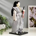 Кукла коллекционная "Самурай в сером кимоно с мечом" 30х12,5х12,5 см - фото 8455915