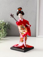 Кукла коллекционная «Японка в цветочном кимоно с музыкальным инструментом», 30×12.5×12.5 см - Фото 1