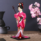 Кукла коллекционная "Японка в цветочном кимоно с музыкальным инструментом" 30х12,5х12,5 см - Фото 2