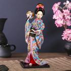 Кукла коллекционная "Японка в цветочном кимоно с опахало" 30х12,5х12,5 см - Фото 1